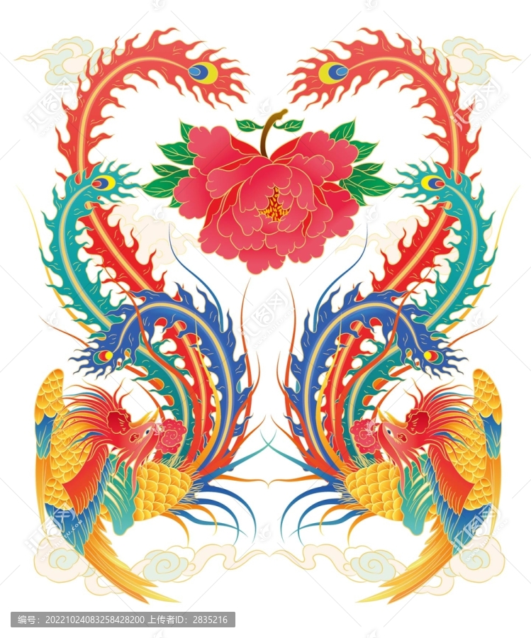 雙鳳牡丹