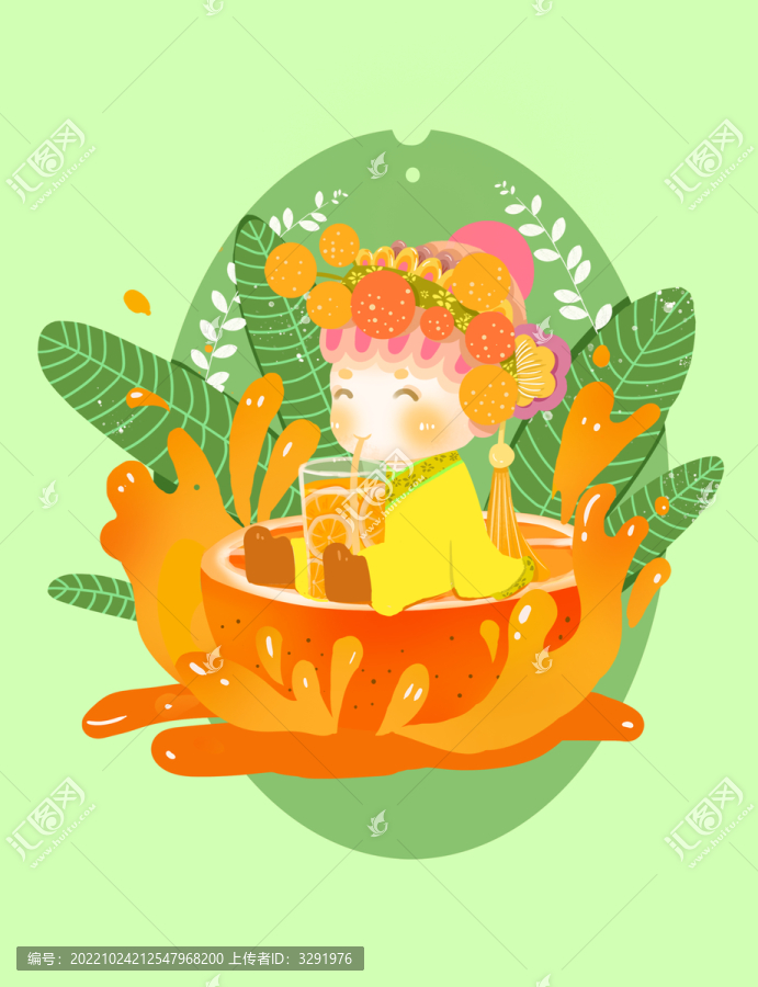 水果插畫橙子