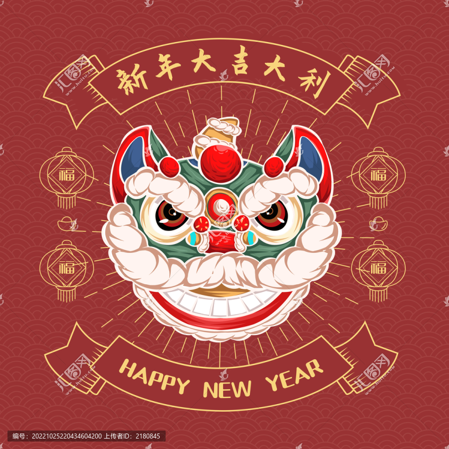 醒獅圖案插畫