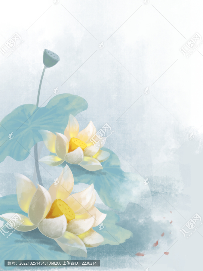 中國風(fēng)荷花二十四節(jié)氣插畫背景