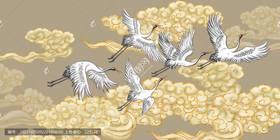 古風(fēng)祥云仙鶴