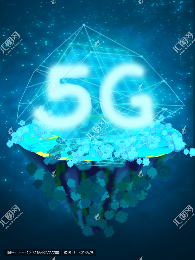 未來科技立體5G背景夢幻地球