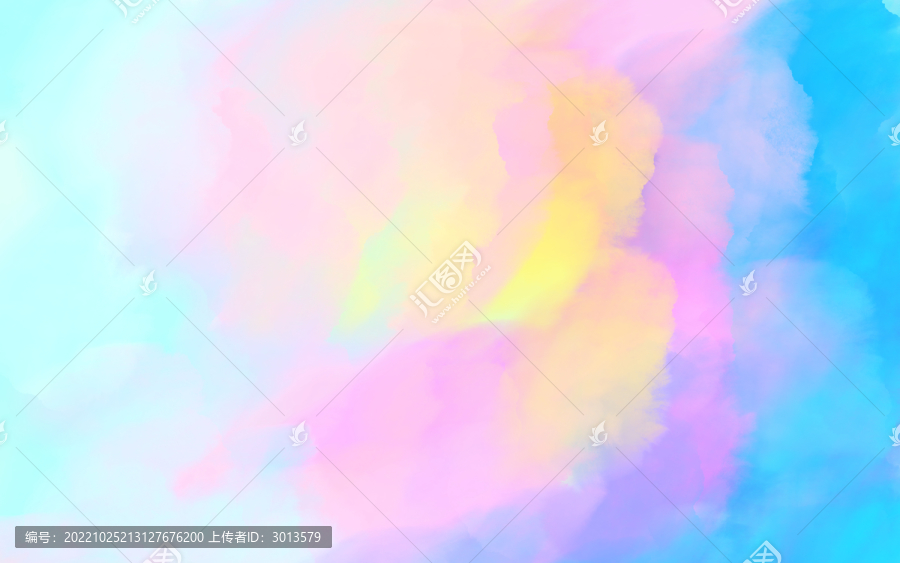 清新水彩筆刷暈染彩色透明背景