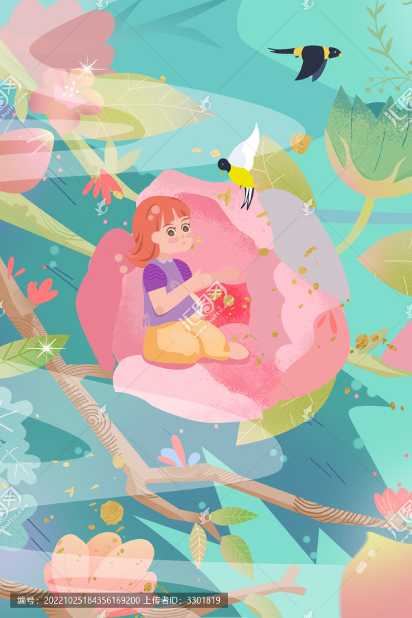 春分節(jié)氣女孩插畫