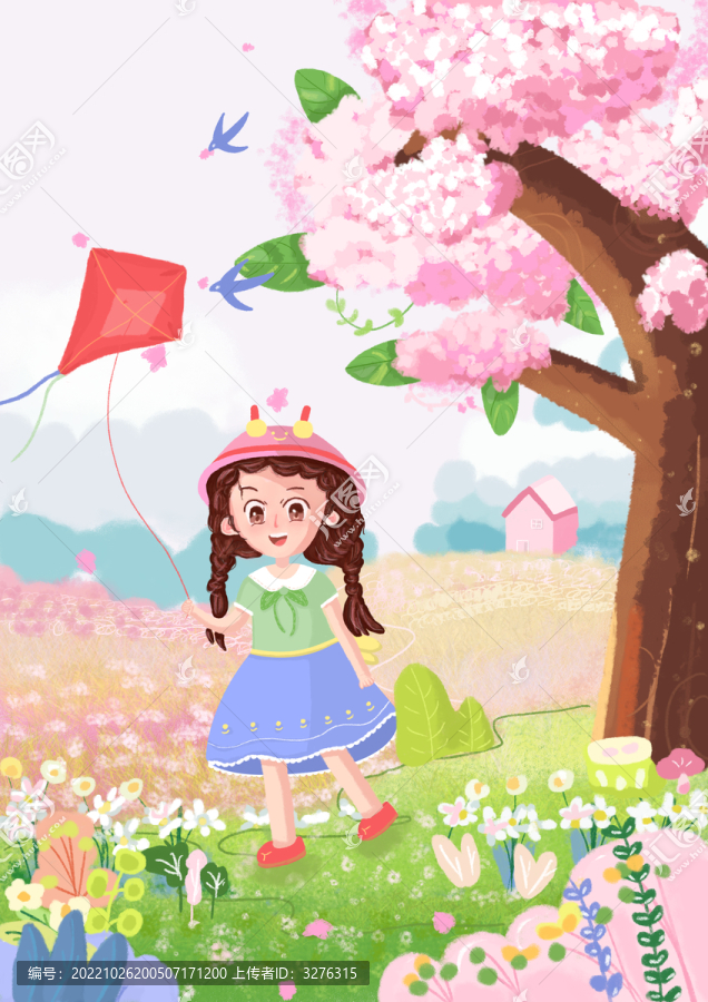 春天櫻花女孩
