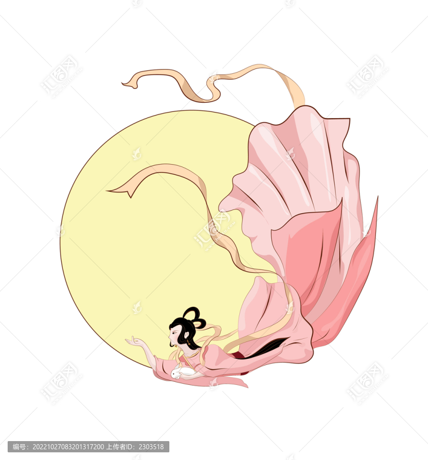 AI嫦娥飛天奔月玉兔中秋分層