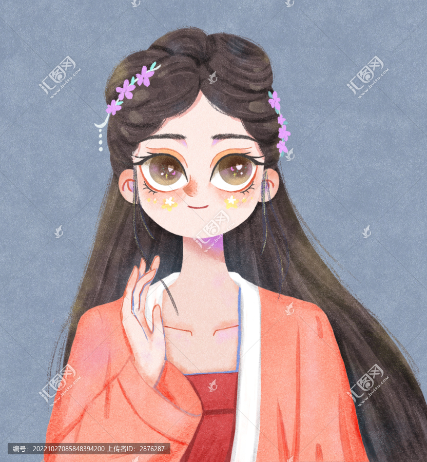 水墨風少女插畫頭像