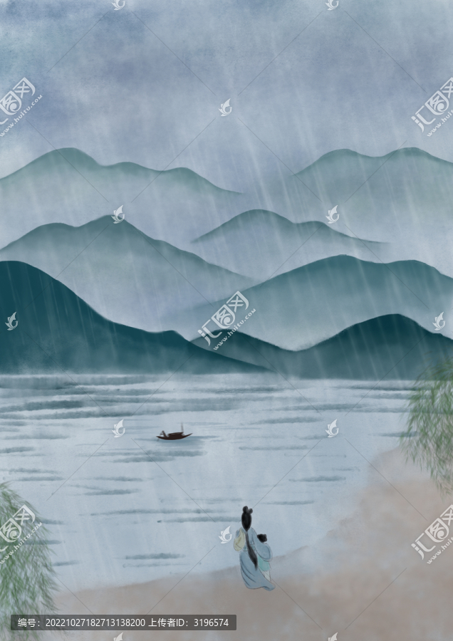 清明水墨插畫