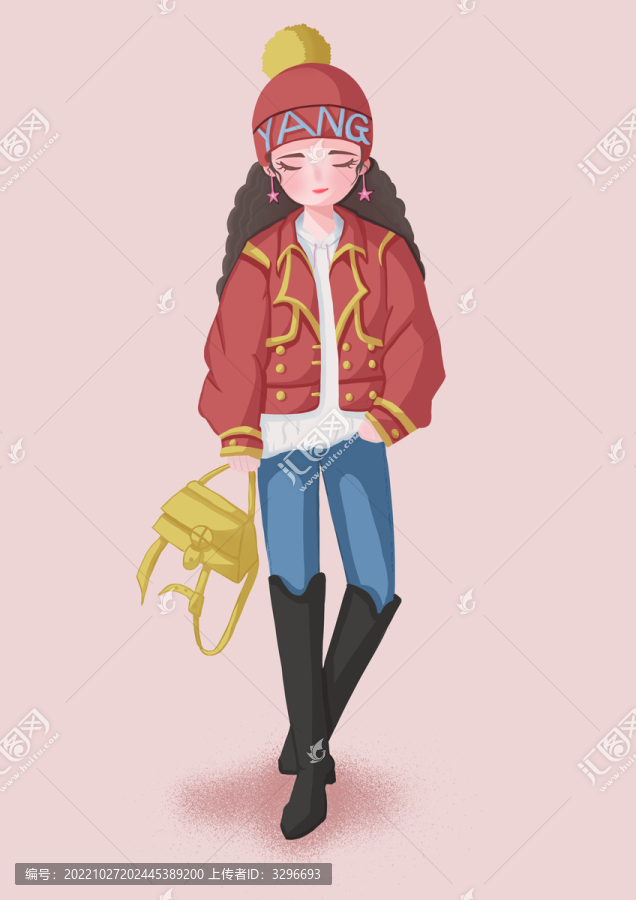 國潮潮酷簡約卡通女孩