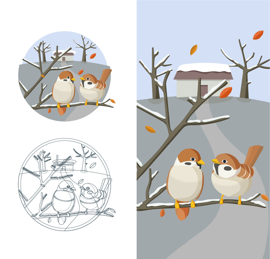 立冬二十四節(jié)氣海報插畫
