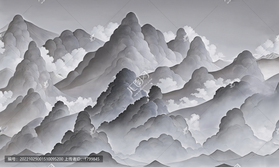 黑白灰山峰裝飾畫