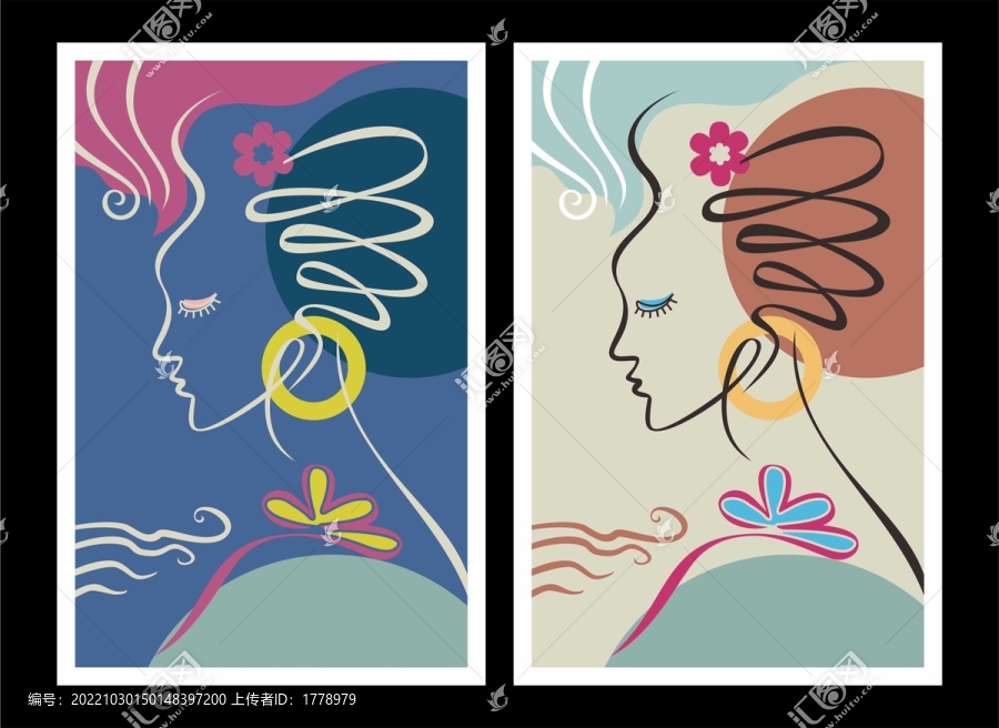 簡約抽象女人線條裝飾畫