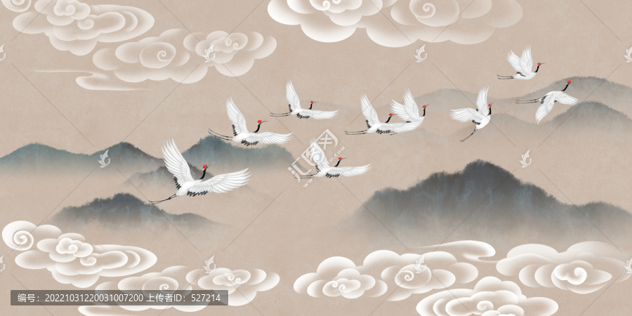 中國(guó)風(fēng)祥云瑞鶴圖