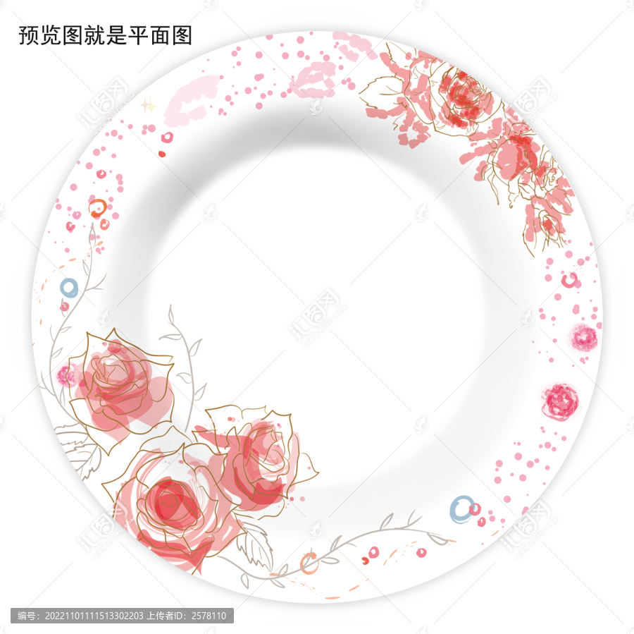 餐具花紙花面