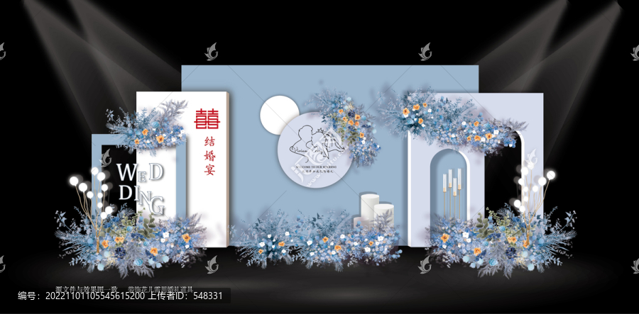 藍色婚禮背景