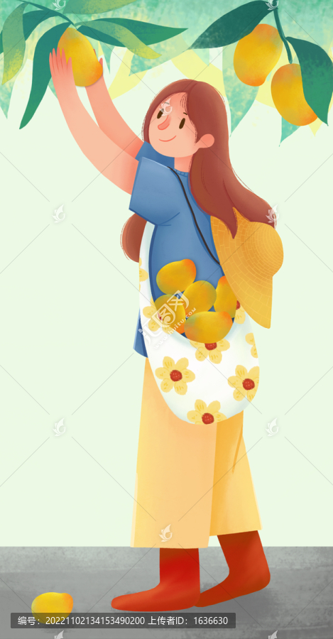 摘水果的女孩