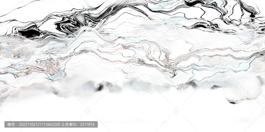 抽象水墨線條山水