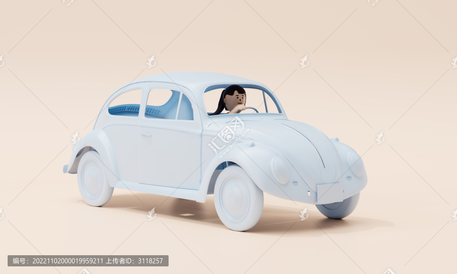 卡通商務女性駕駛汽車