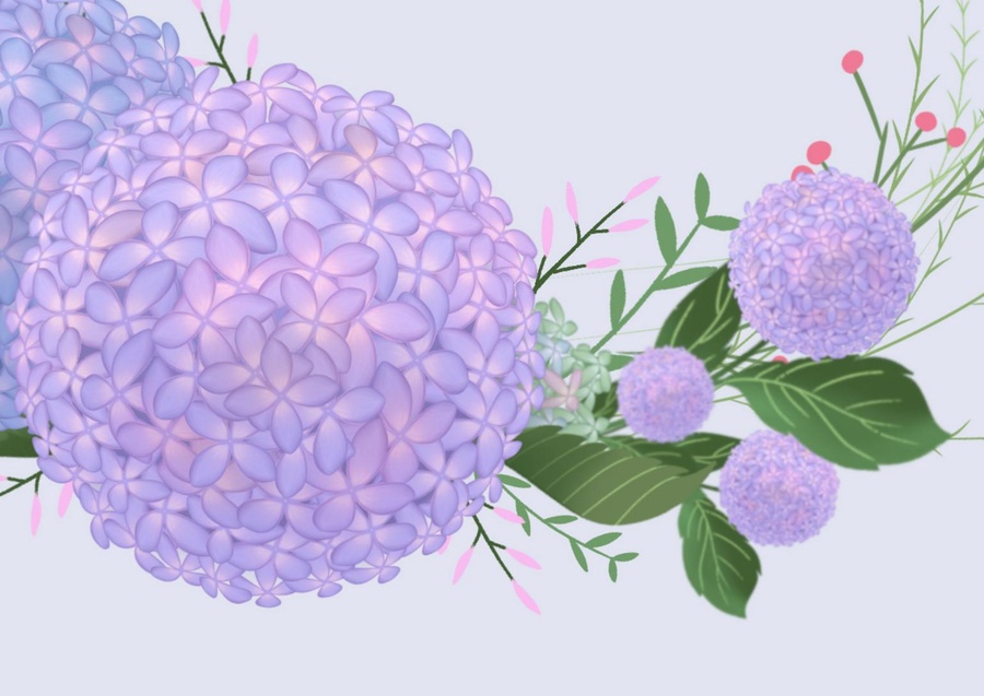 繡球花環(huán)插畫