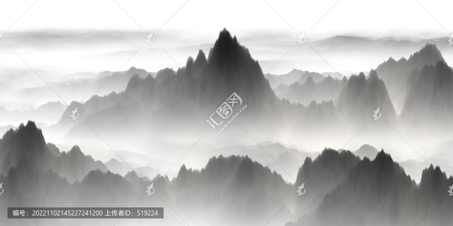 新中式水墨山