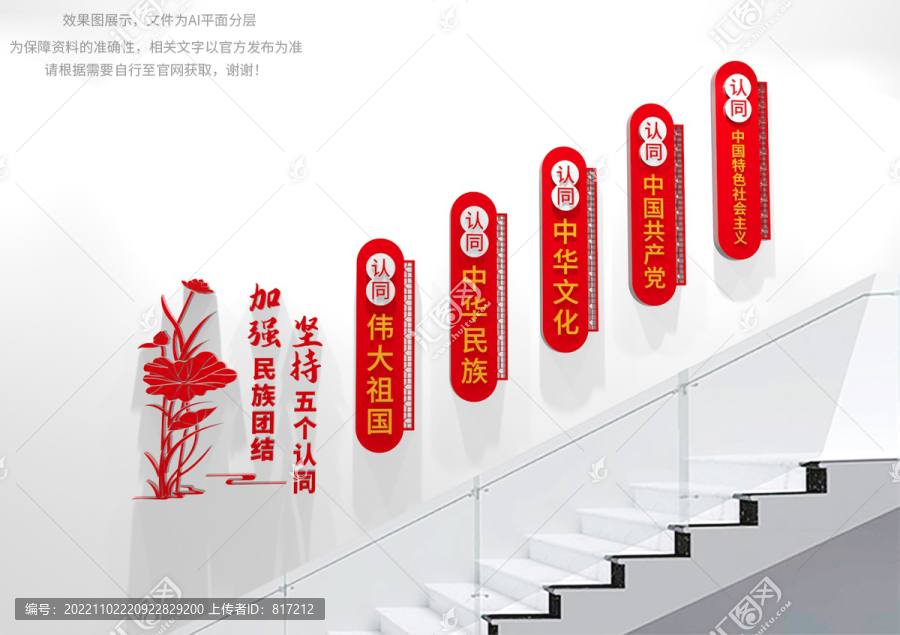 民族團結(jié)五個認同樓梯文化墻