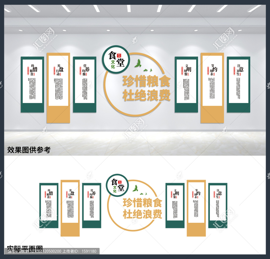 珍惜糧食杜絕浪費食堂文化墻