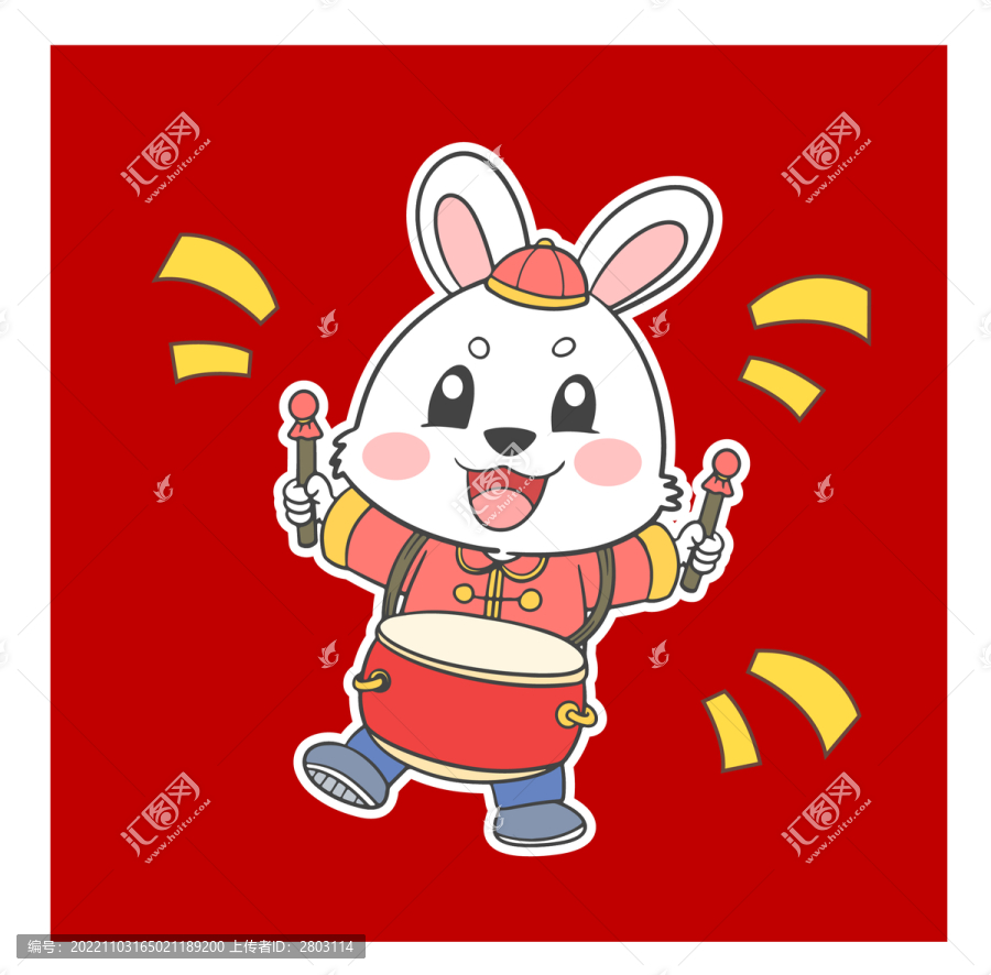 卡通打鼓小兔