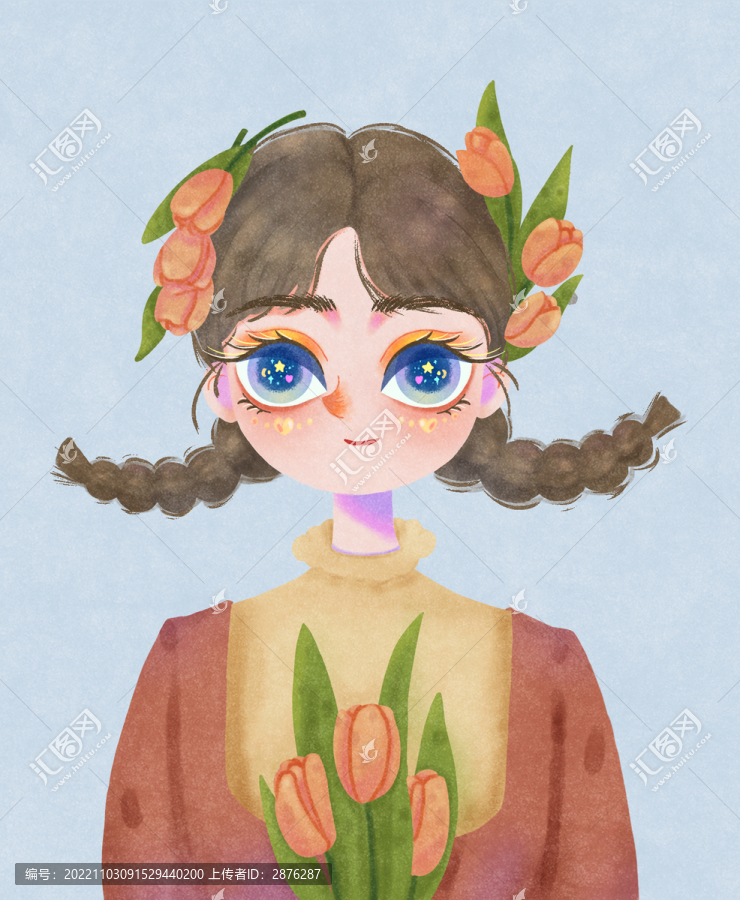 水墨風(fēng)少女插畫頭像