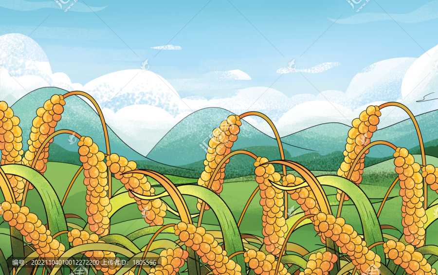 小米谷子插畫分層