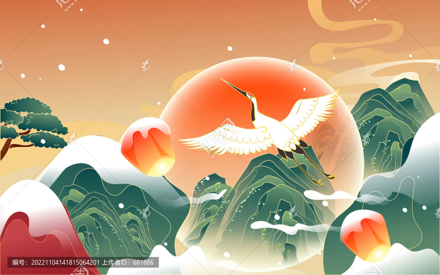 冬至立冬節(jié)氣中國風(fēng)古建筑插畫