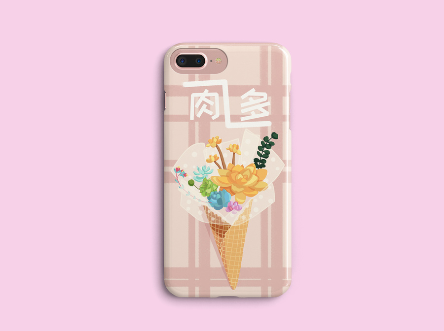 創(chuàng)意多肉植物花束插畫