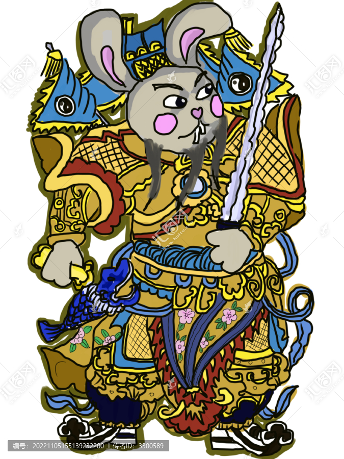 兔子門神左