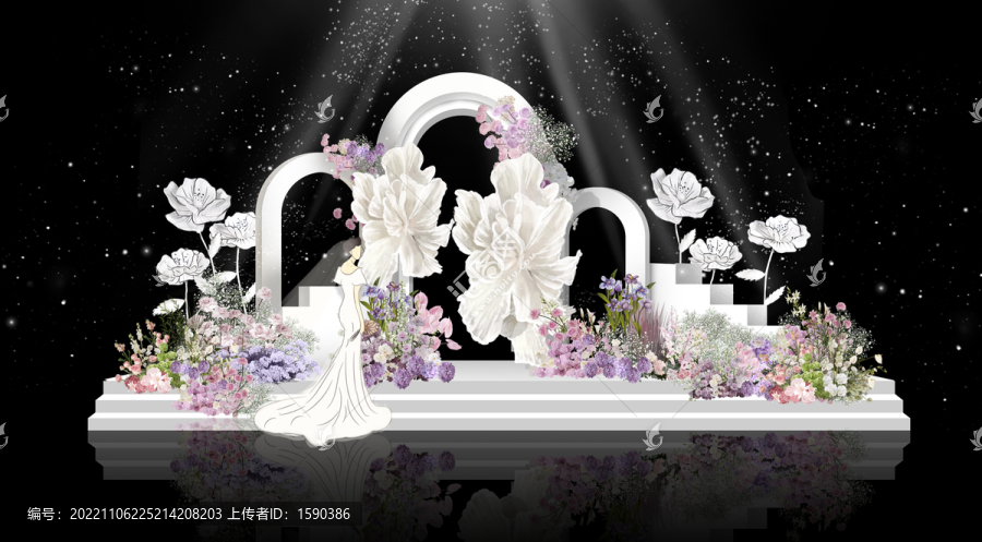 粉紫色韩式婚礼效果图