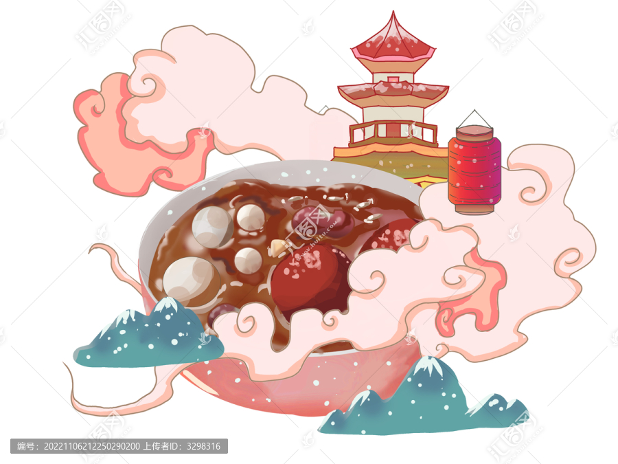 國(guó)潮臘八大棗桂圓腰果青山