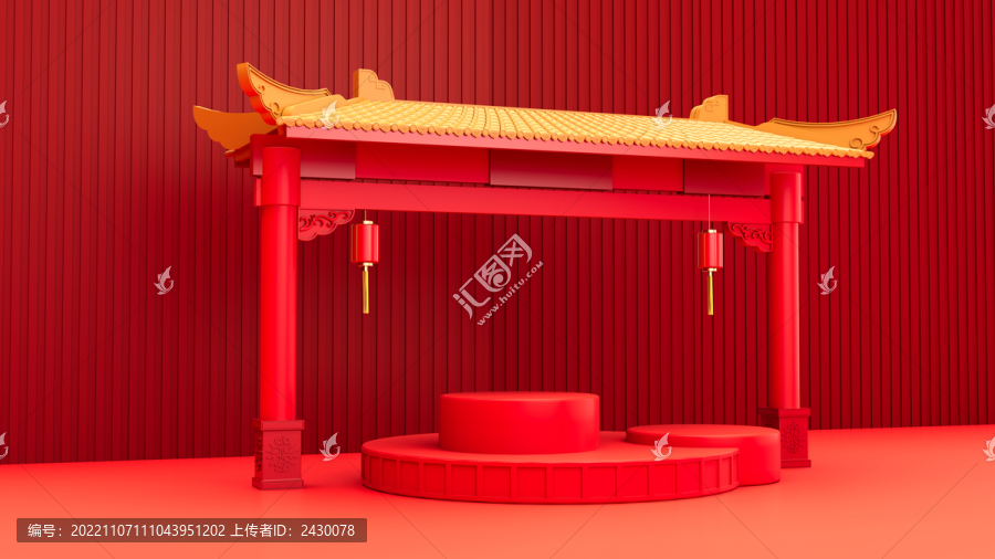 三維中國風(fēng)門樓