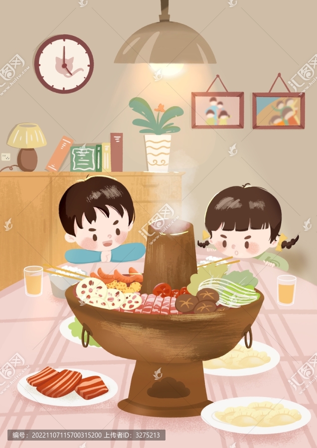 火鍋相關(guān)扁平風(fēng)格宣傳插畫海報