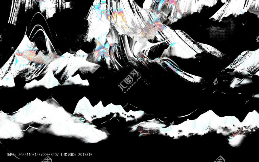 簡約黑白中式山水