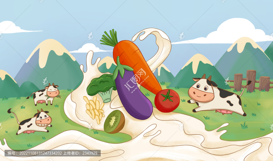奶牛牧場(chǎng)原創(chuàng)包裝插畫