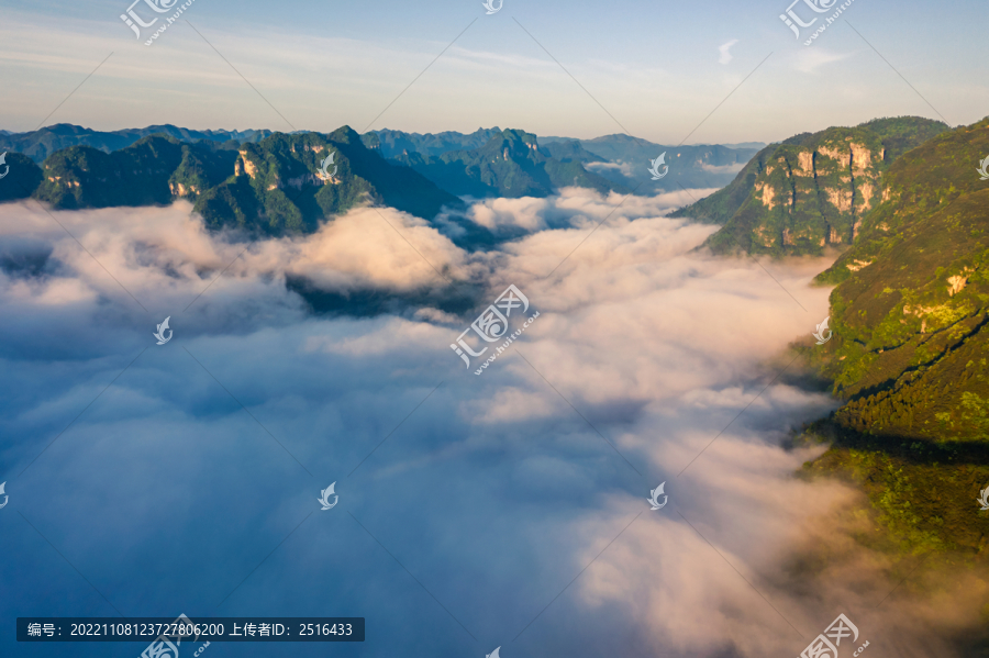 航拍峡谷山川山峰日出云海风光