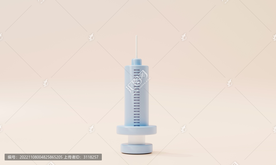 3D渲染卡通注射器圖標