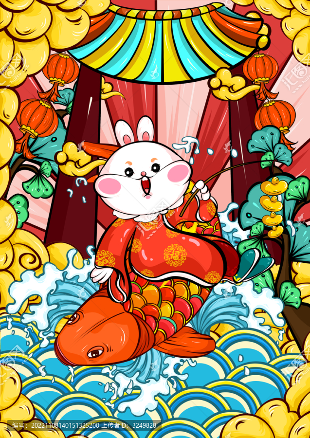國潮兔年插畫