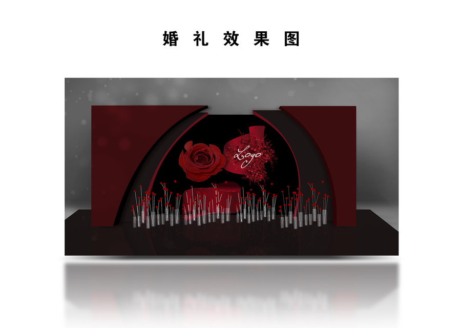 紅黑玫瑰主題婚禮迎賓區(qū)效果圖