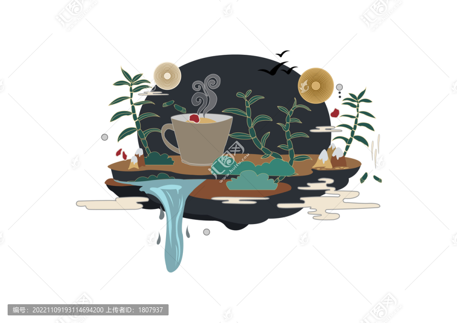石斛茶插畫