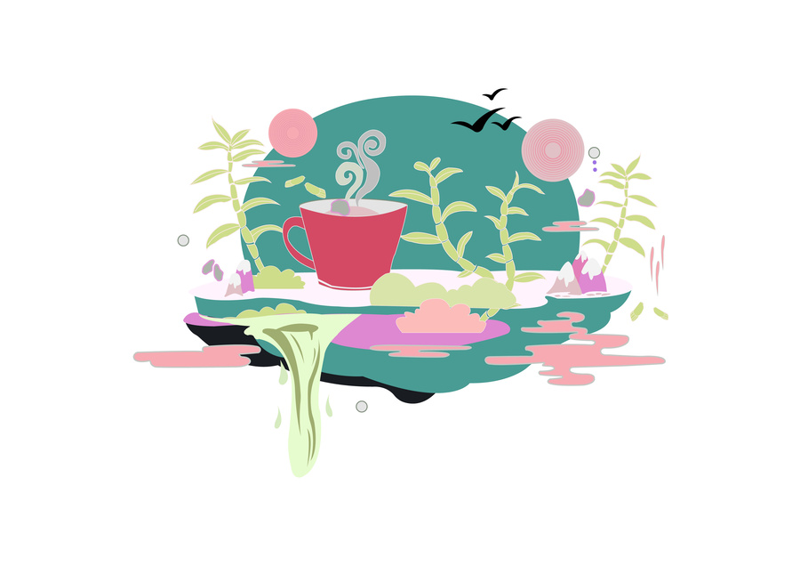 石斛茶插畫