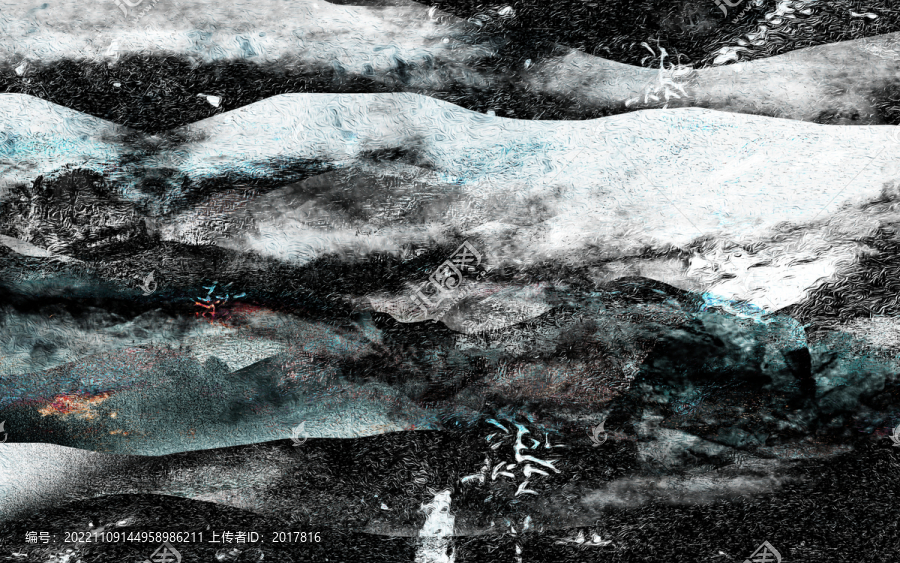 黑白抽象大氣山水