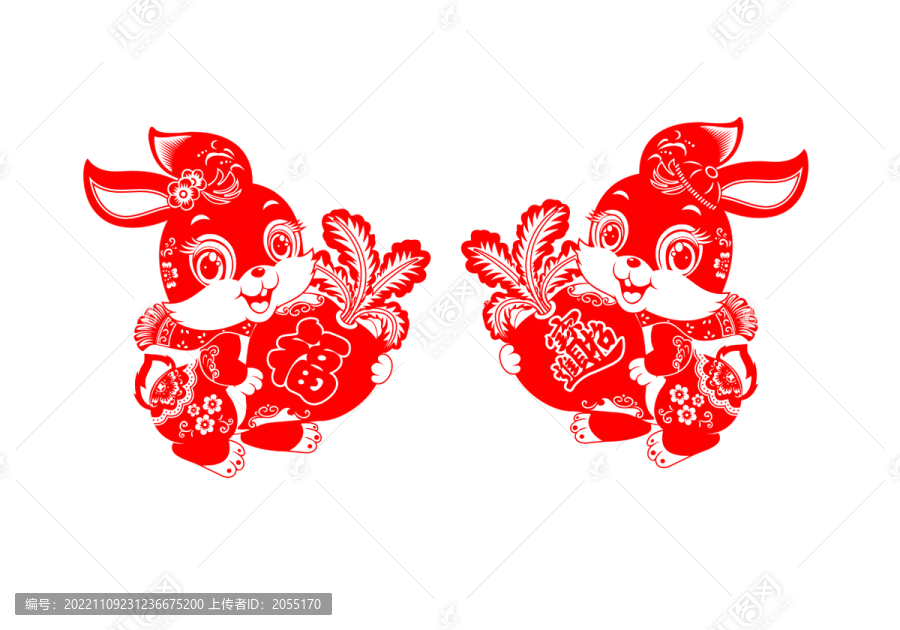 兔年窗花剪紙