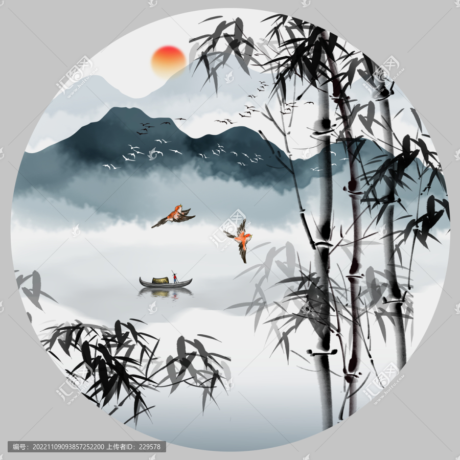 中式水墨山水畫