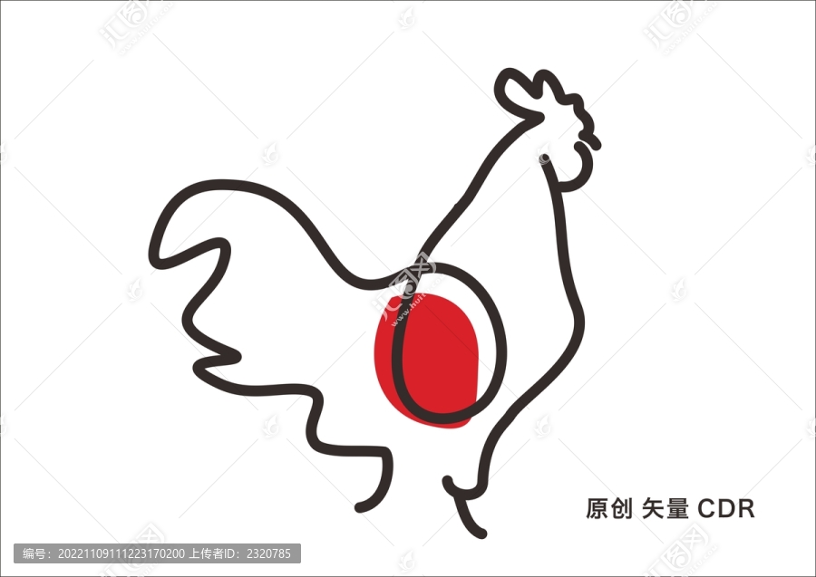 公雞線描