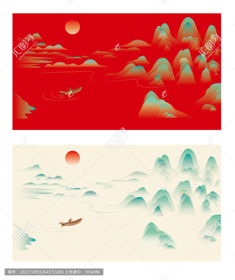 新中式山水畫背景
