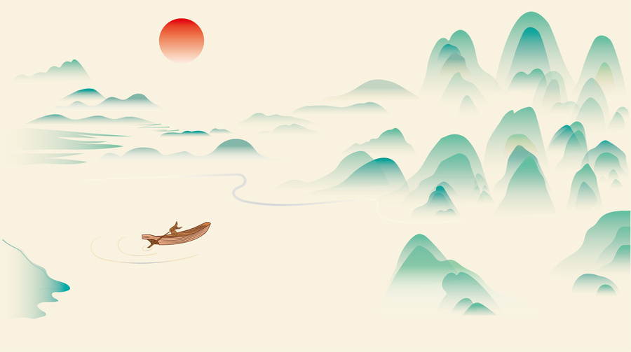 新中式山水畫背景